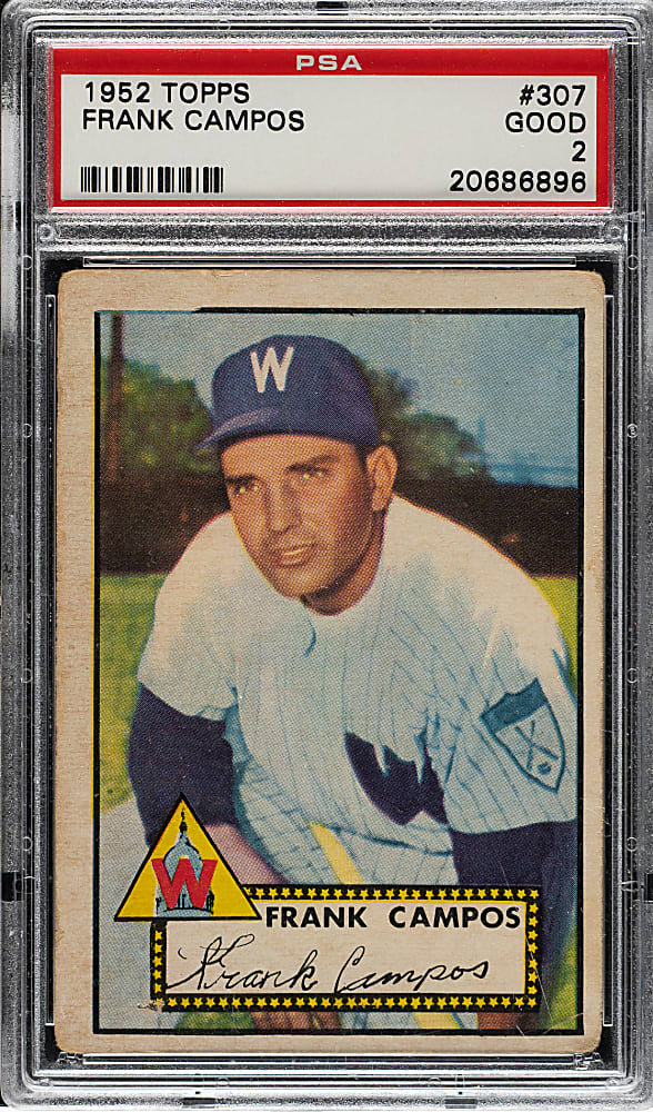 1952 Topps #307 Frank Campos PSA GOOD 2 - Rare "Partial Top Border" Variation