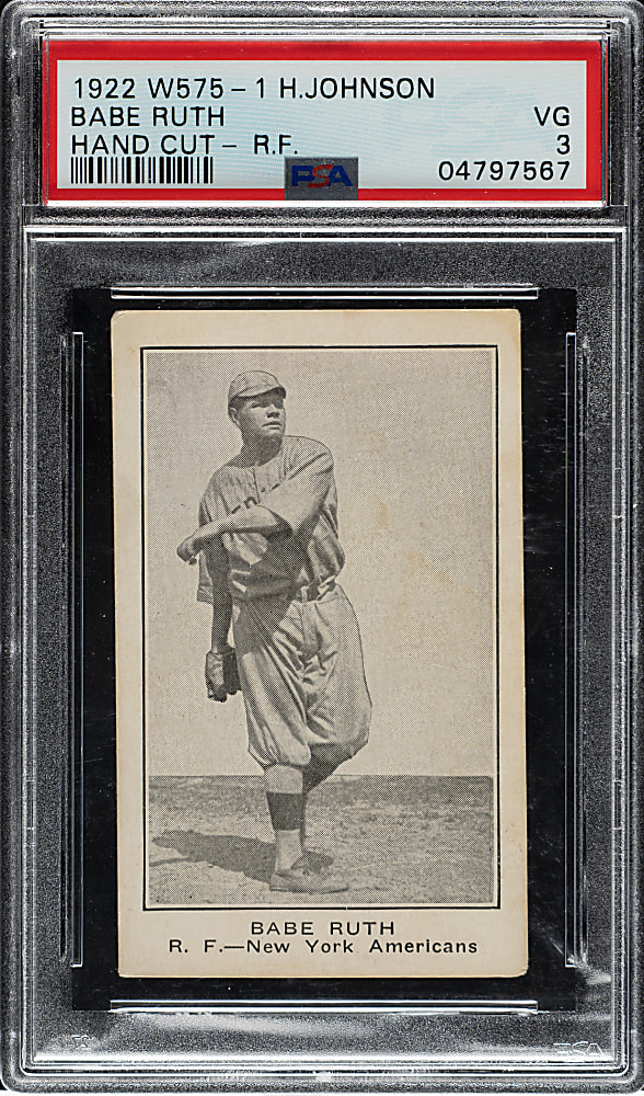Extremely Rare 1922 W575-1 Henry Johnson Confectioners Babe Ruth PSA VG 3 - 1 of 2 - Highest Graded!