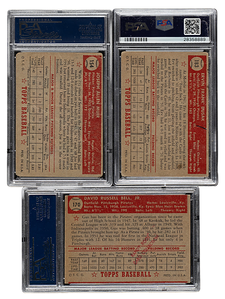 1952 Topps "Canadian" Gray Back Pittsburgh Pirates PSA-Graded Complete Team Set (7)