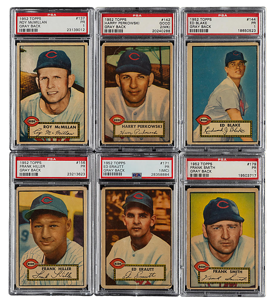 1952 Topps "Canadian" Gray Back Cincinnati Reds PSA-Graded Complete Team Set (10)