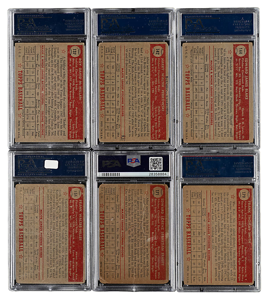 1952 Topps "Canadian" Gray Back Cincinnati Reds PSA-Graded Complete Team Set (10)