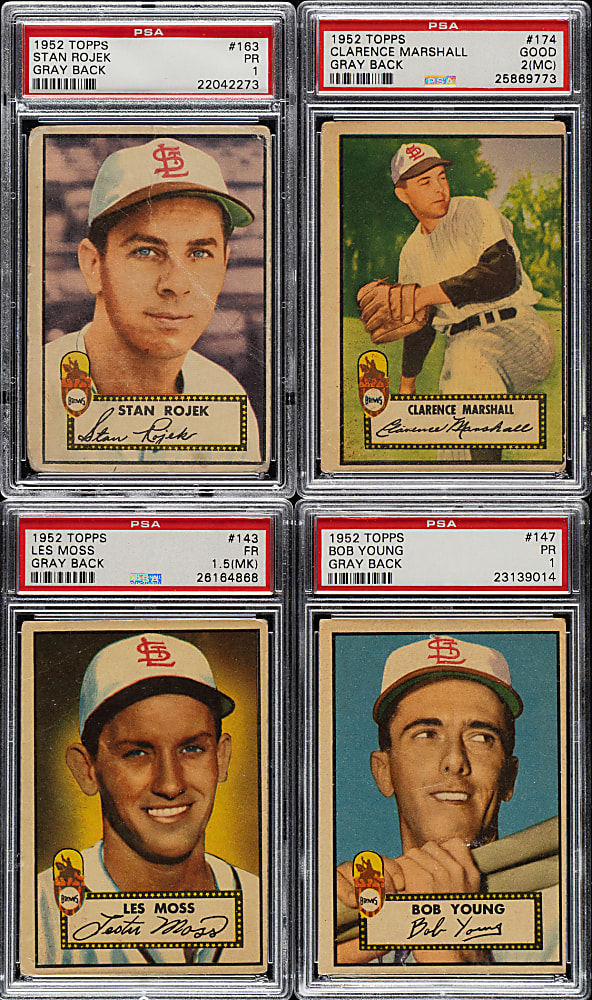 1952 Topps "Canadian" Gray Back St. Louis Browns PSA-Graded Complete Team Set (6)