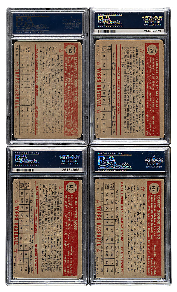 1952 Topps "Canadian" Gray Back St. Louis Browns PSA-Graded Complete Team Set (6)
