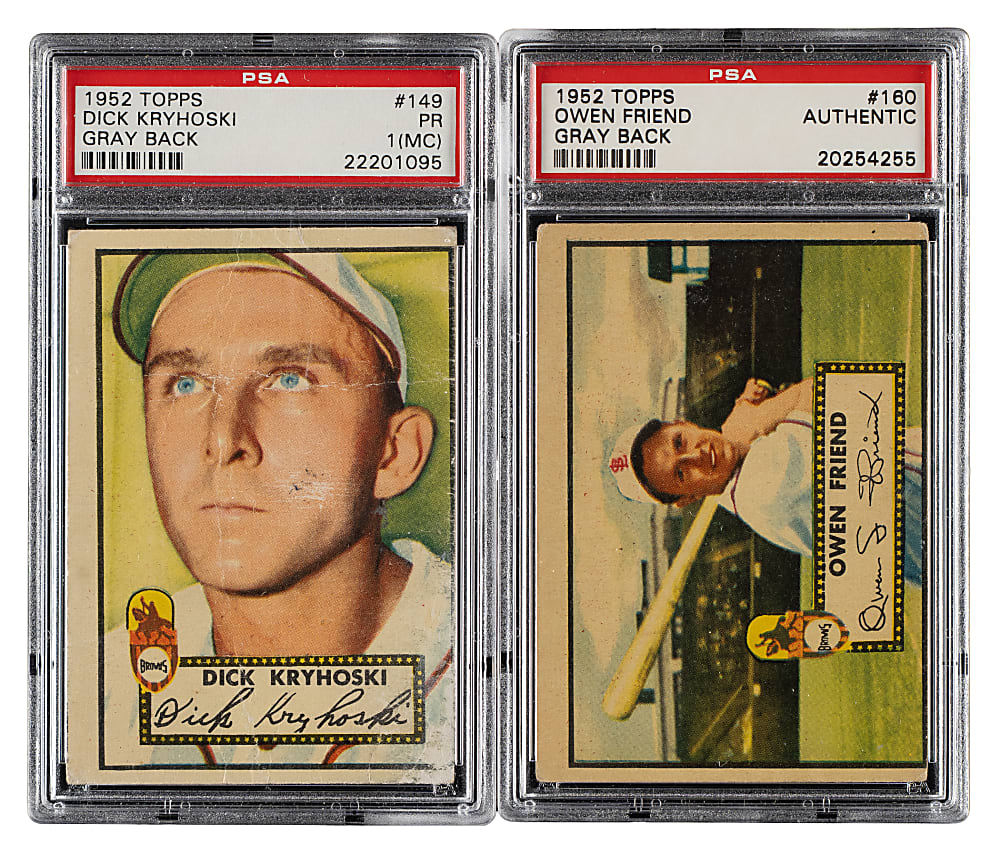 1952 Topps "Canadian" Gray Back St. Louis Browns PSA-Graded Complete Team Set (6)