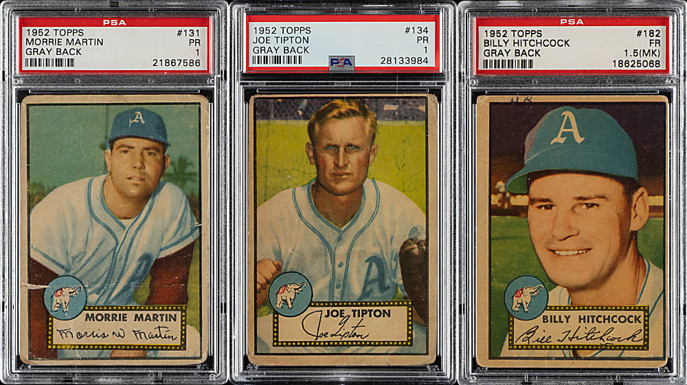 1952 Topps "Canadian" Gray Back Philadelphia Athletics PSA-Graded Complete Team Set (3)