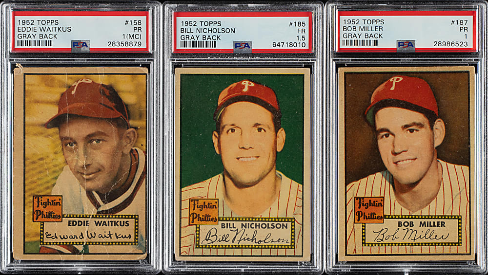 1952 Topps "Canadian" Gray Back Philadelphia Phillies PSA-Graded Complete Team Set (3)