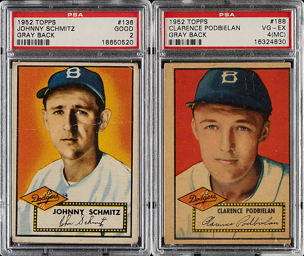 1952 Topps "Canadian" Gray Back Brooklyn Dodgers PSA-Graded Complete Team Set (2)