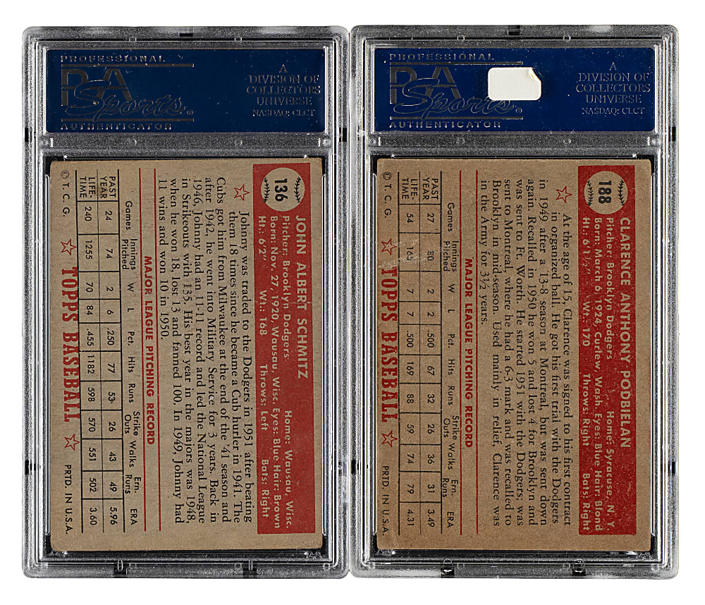 1952 Topps "Canadian" Gray Back Brooklyn Dodgers PSA-Graded Complete Team Set (2)