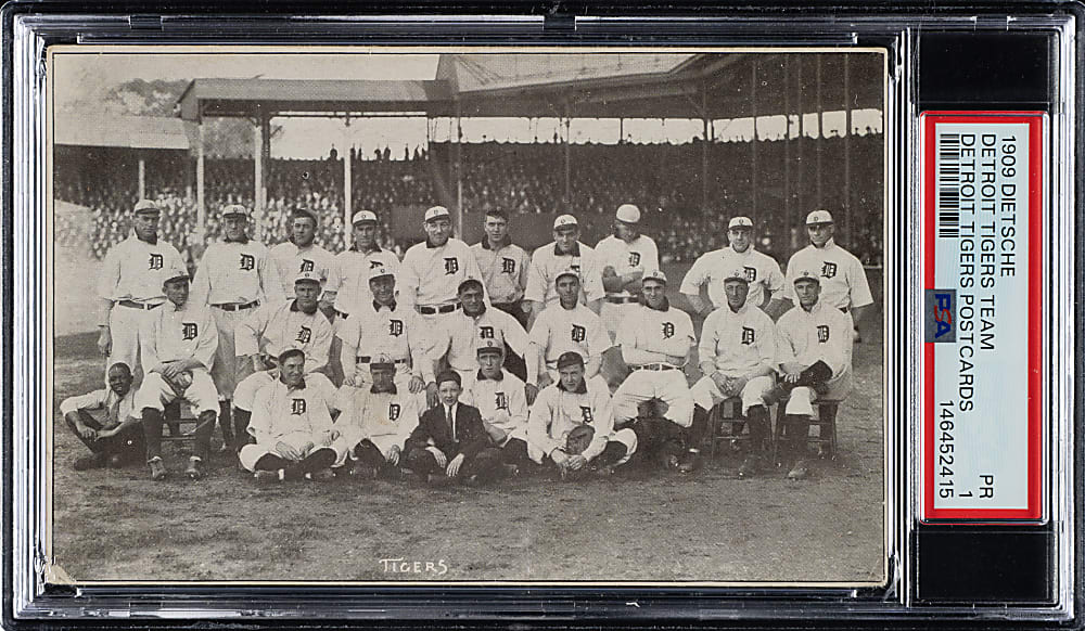 1909 PC765 A. C. Dietsche Detroit Tigers Team Postcard with Ty Cobb PSA POOR 1