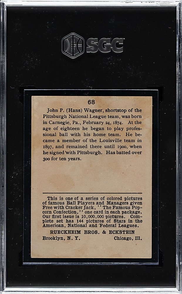 1914 E145 Cracker Jack #68 Honus Wagner SGC VG/EX 4