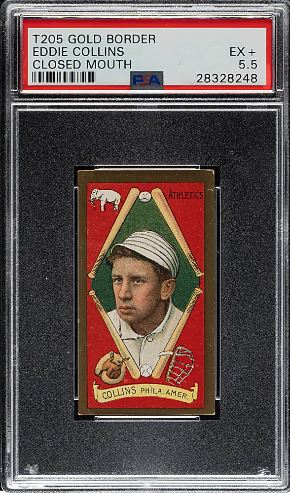 1911 T205 Gold Border Eddie Collins Closed Mouth PSA EX+ 5.5