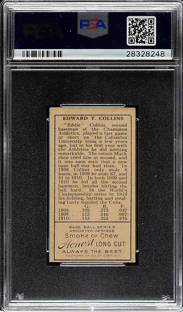 1911 T205 Gold Border Eddie Collins Closed Mouth PSA EX+ 5.5