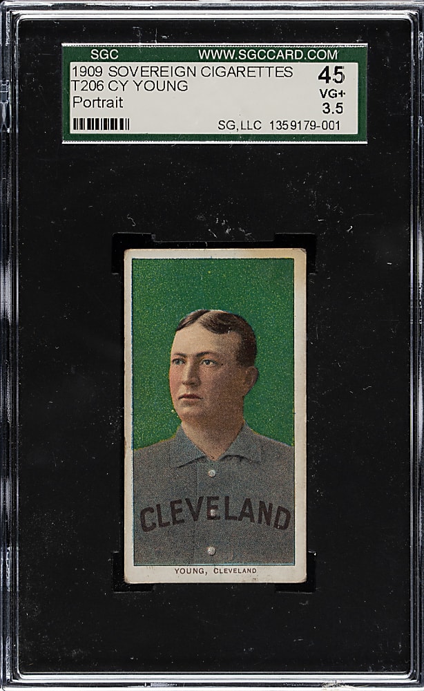 1909-1911 T206 White Border Cy Young Portrait SGC VG+ 45 - Sovereign 150 Back