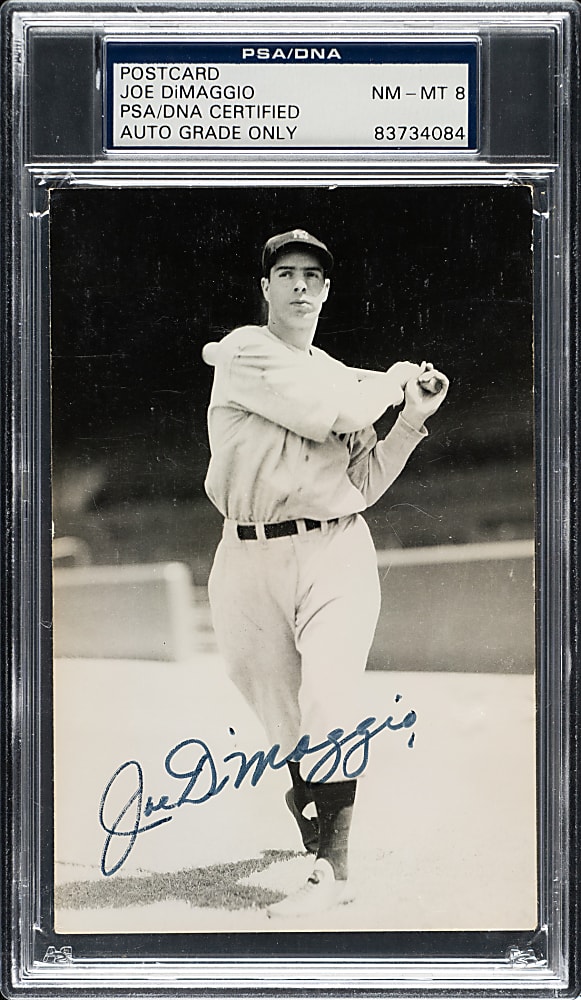 Joe DiMaggio Signed Real-Photo Postcard PSA/DNA NM-MT 8