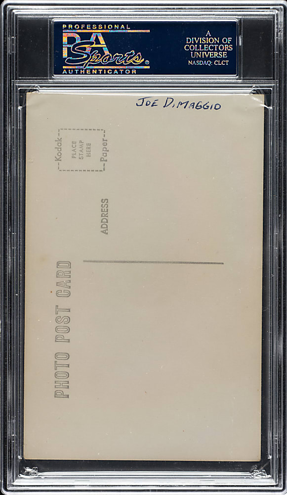 Joe DiMaggio Signed Real-Photo Postcard PSA/DNA NM-MT 8