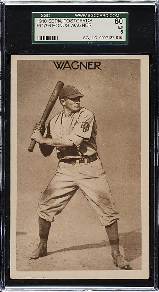 1910 PC796 Sepia Postcards Honus Wagner SGC EX 60