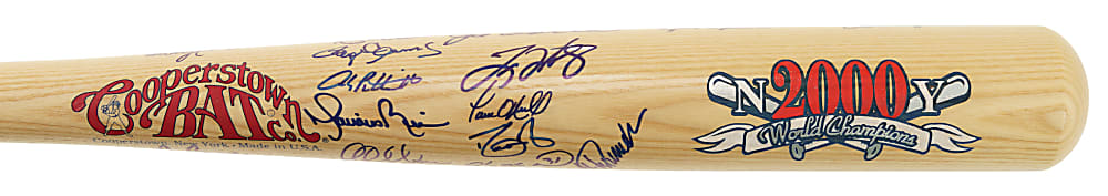 2000 New York Yankees World Champions Team-Signed Cooperstown Bat with Derek Jeter and Mariano Rivera - JSA
