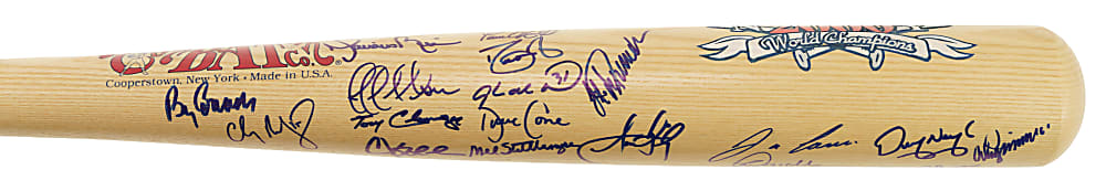 2000 New York Yankees World Champions Team-Signed Cooperstown Bat with Derek Jeter and Mariano Rivera - JSA