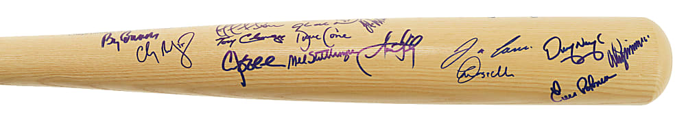 2000 New York Yankees World Champions Team-Signed Cooperstown Bat with Derek Jeter and Mariano Rivera - JSA