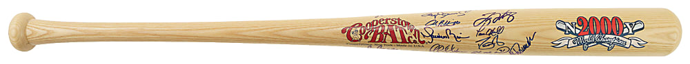 2000 New York Yankees World Champions Team-Signed Cooperstown Bat with Derek Jeter and Mariano Rivera - JSA