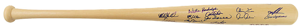 2000 New York Yankees World Champions Team-Signed Cooperstown Bat with Derek Jeter and Mariano Rivera - JSA