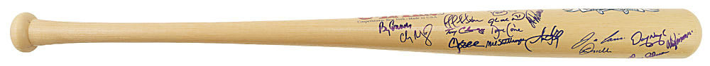 2000 New York Yankees World Champions Team-Signed Cooperstown Bat with Derek Jeter and Mariano Rivera - JSA