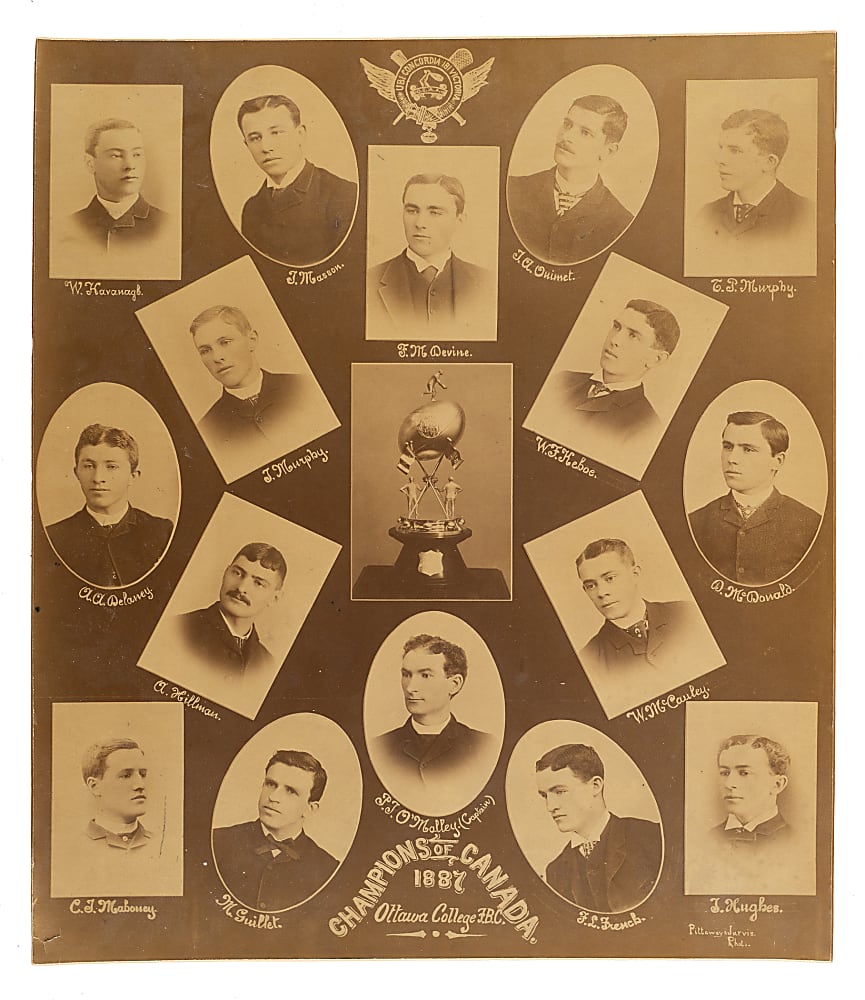 1887 Ottawa College Football Club "Champions of Canada" Oversized Team Display