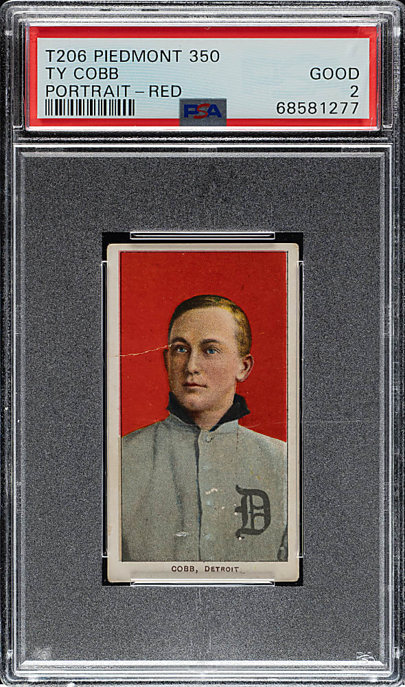 1909-1911 T206 White Border Ty Cobb Portrait Red Background PSA GOOD 2