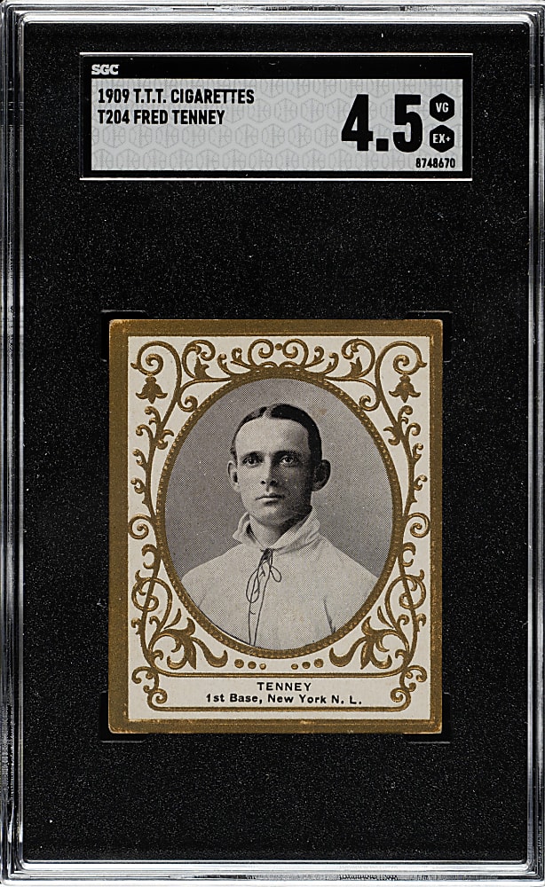 1909 T204 Ramly Tobacco Fred Tenney SGC VG/EX+ 4.5 - T.T.T. Advertisement