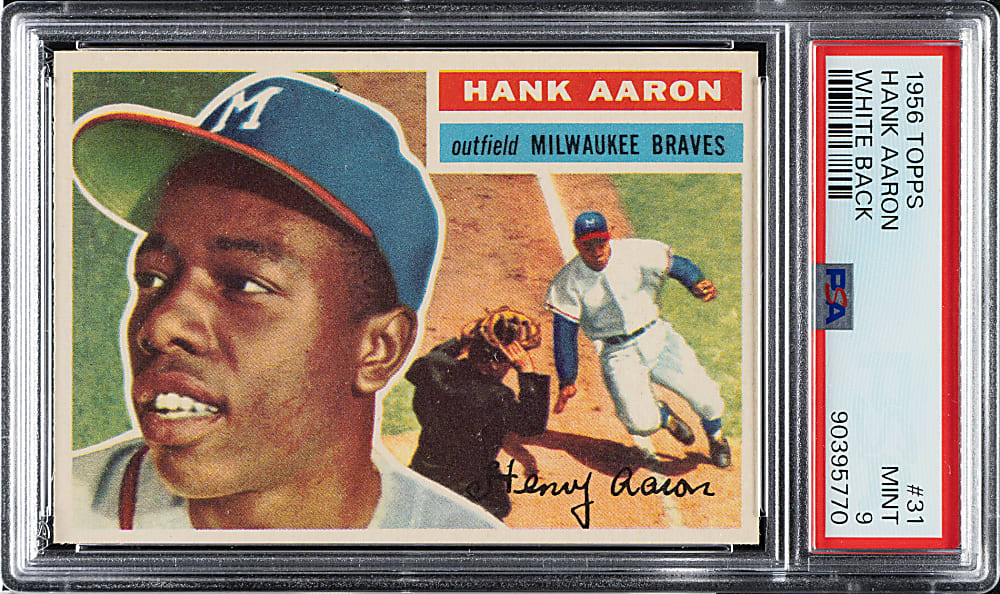 1956 Topps #31 Hank Aaron White Back PSA MINT 9