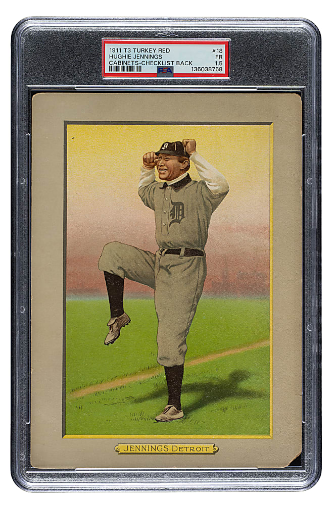 1911 T3 Turkey Red #18 Hughie Jennings PSA FAIR 1.5