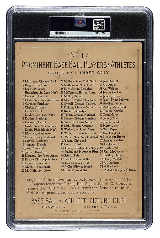 1911 T3 Turkey Red #17 Clark Griffith PSA FAIR 1.5