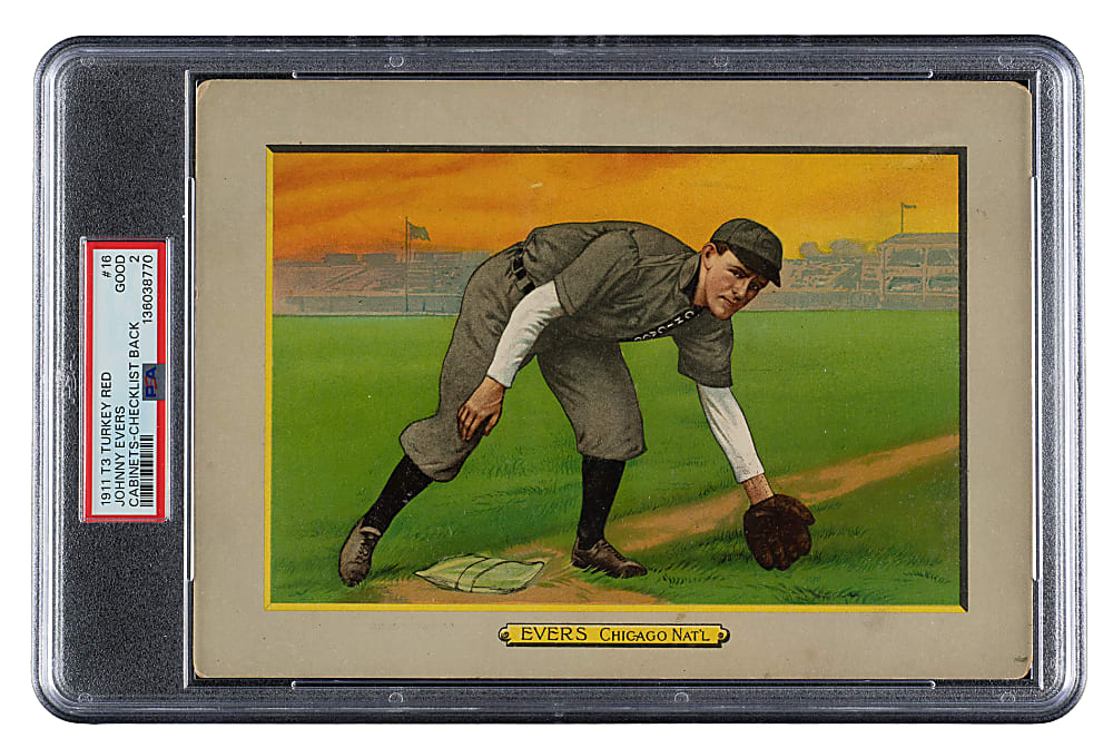 1911 T3 Turkey Red #16 Johnny Evers PSA GOOD 2
