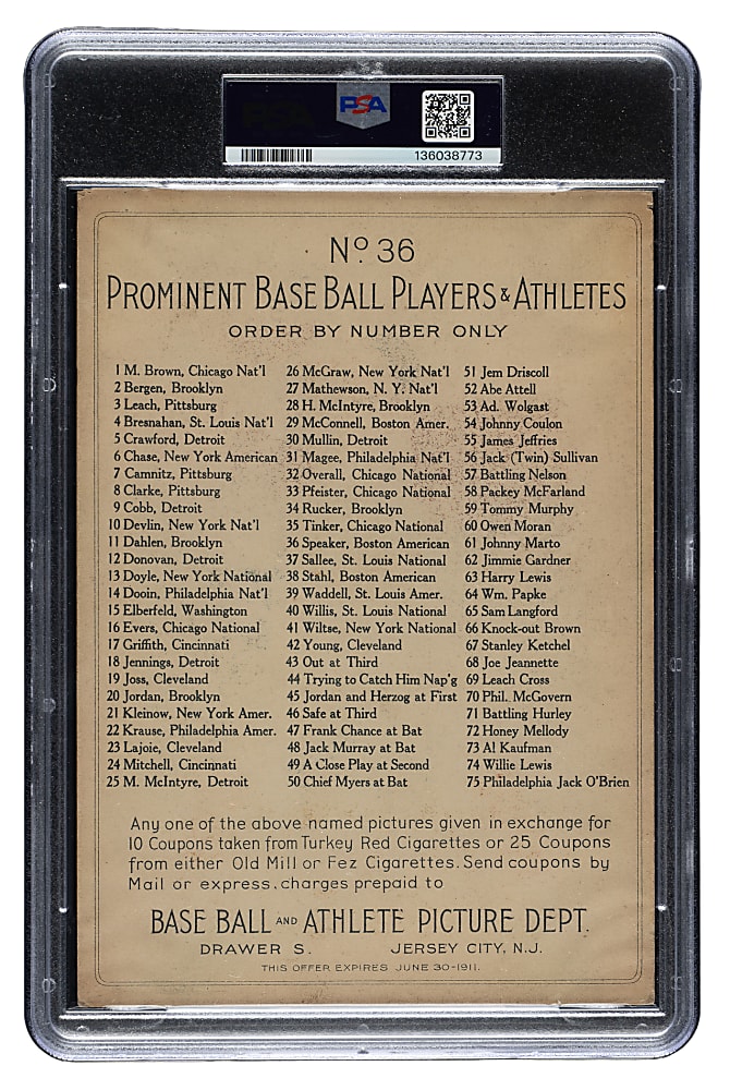 1911 T3 Turkey Red #36 Tris Speaker PSA GOOD 2