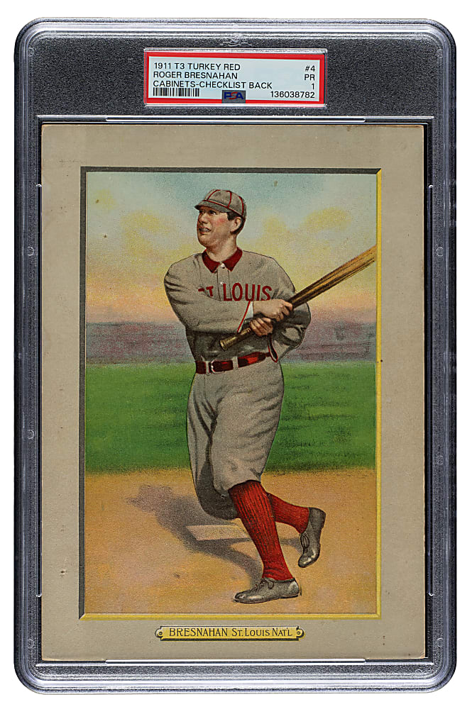1911 T3 Turkey Red #4 Roger Bresnahan PSA POOR 1