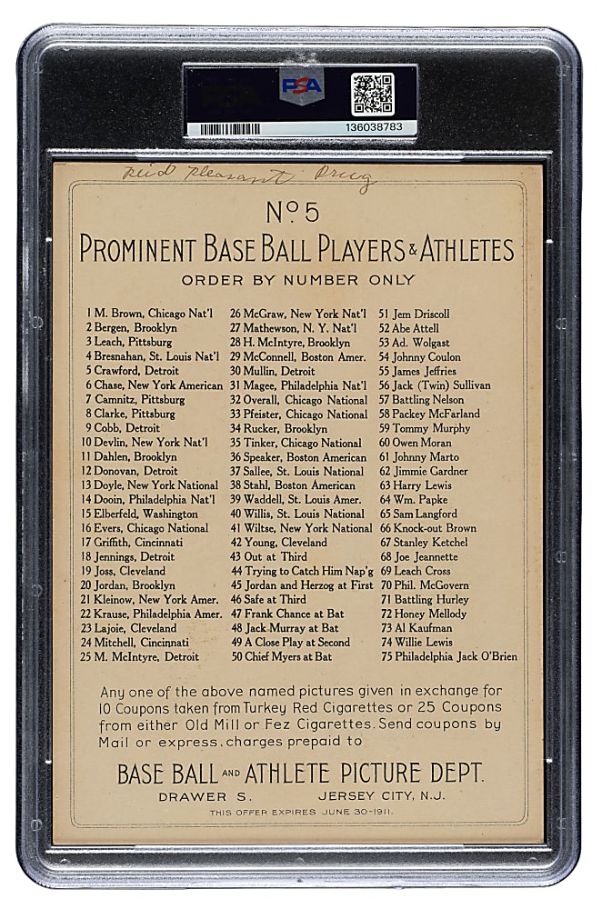 1911 T3 Turkey Red #5 Sam Crawford PSA VG 3 (MK)