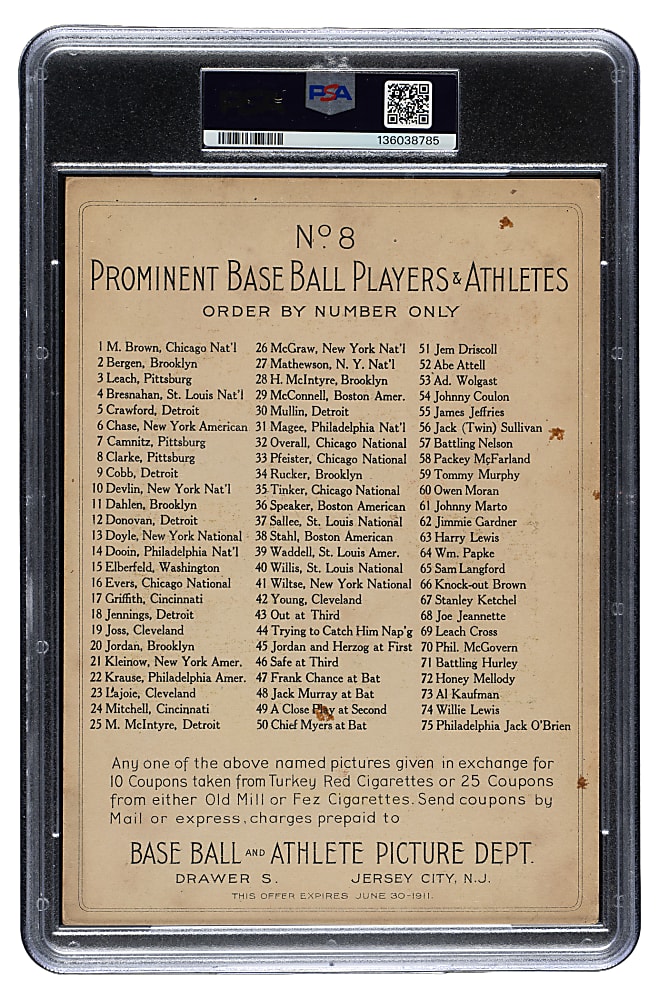 1911 T3 Turkey Red #8 Fred Clarke PSA GOOD 2