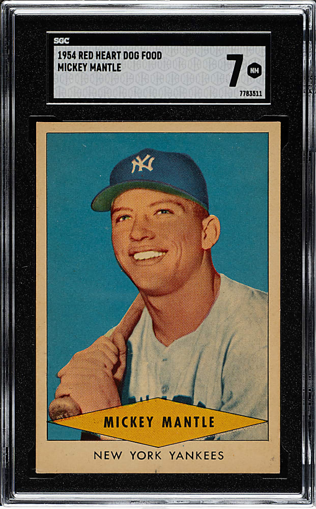 1954 Red Heart Dog Food Mickey Mantle SGC NM 7