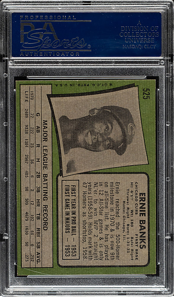 1971 Topps #525 Ernie Banks PSA NM-MT+ 8.5