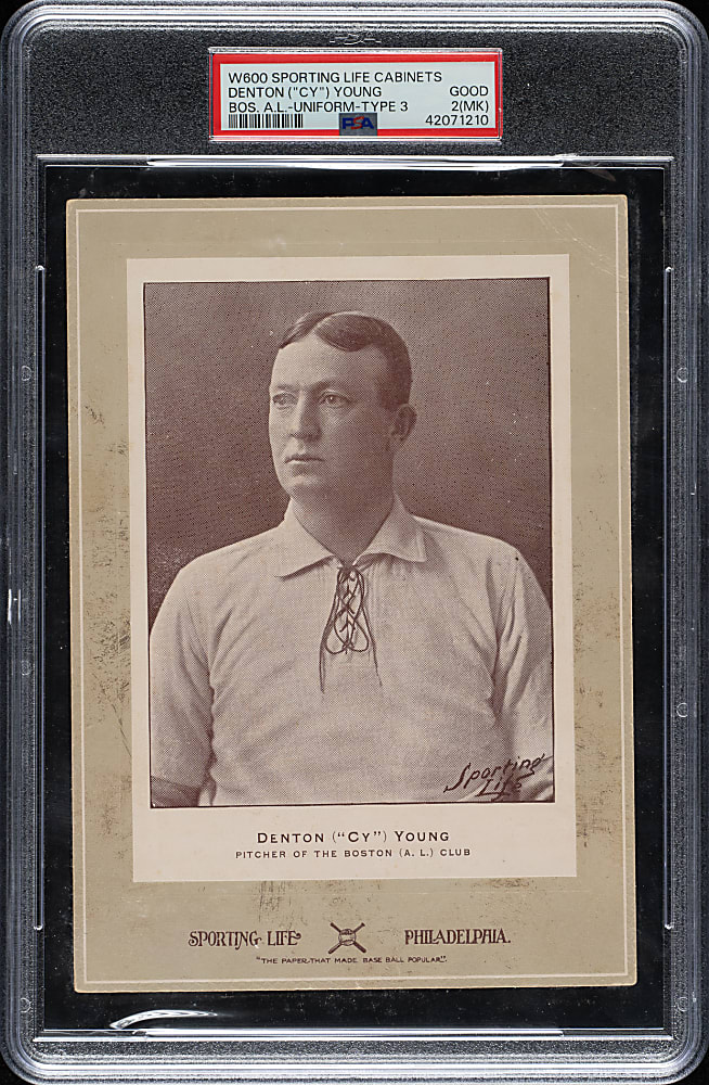 1902-1911 W600 Sporting Life Cabinet Cy Young PSA GOOD 2 (MK) - Type 3 Mount