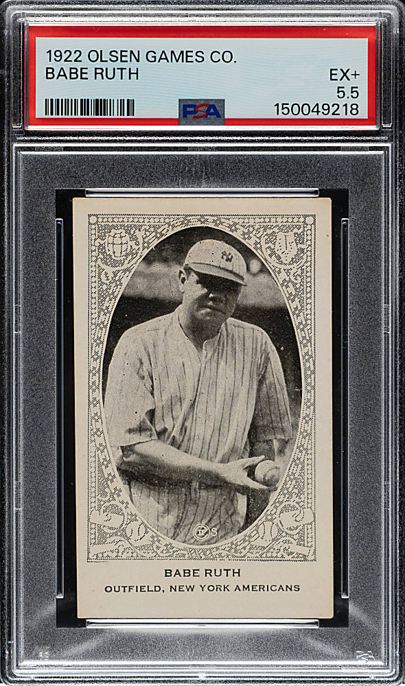 Newly Discovered 1922 Olsen Games Co. Babe Ruth PSA EX+ 5.5 - Highest Graded!