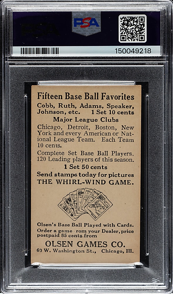 Newly Discovered 1922 Olsen Games Co. Babe Ruth PSA EX+ 5.5 - Highest Graded!