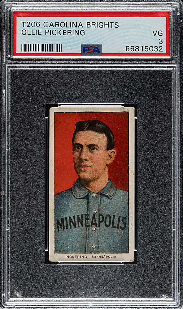 1909-1911 T206 White Border Ollie Pickering PSA VG 3 - Carolina Brights Back - Only Three PSA-Graded!
