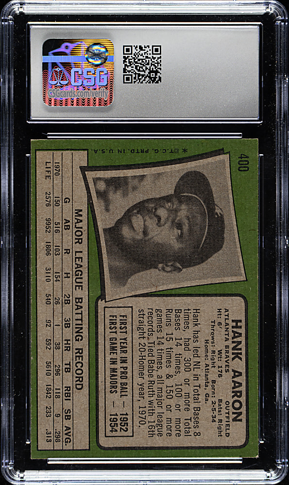 1971 Topps #400 Hank Aaron CSG NM/MT 8