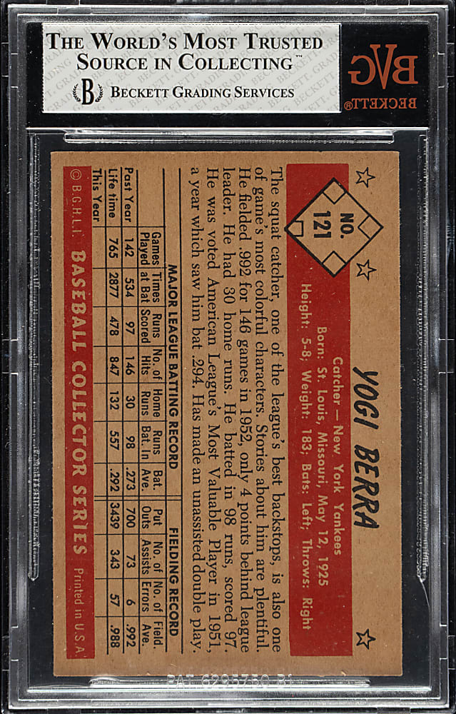 1953 Bowman Color #121 Yogi Berra BVG NM 7