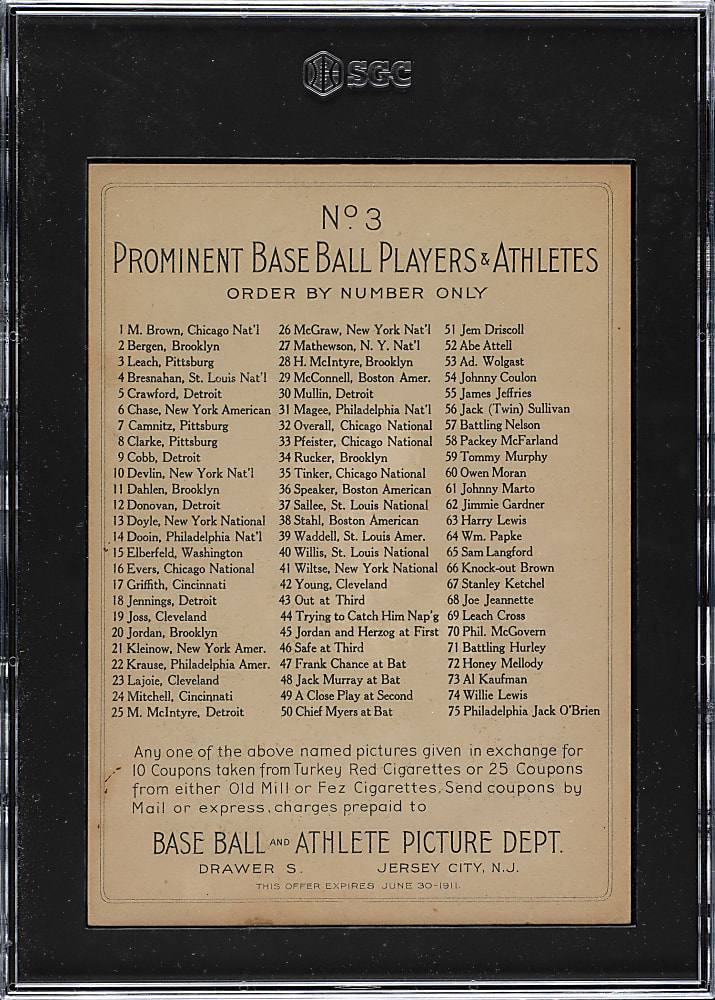 1911 T3 Turkey Red #3 Tommy Leach SGC EX 5