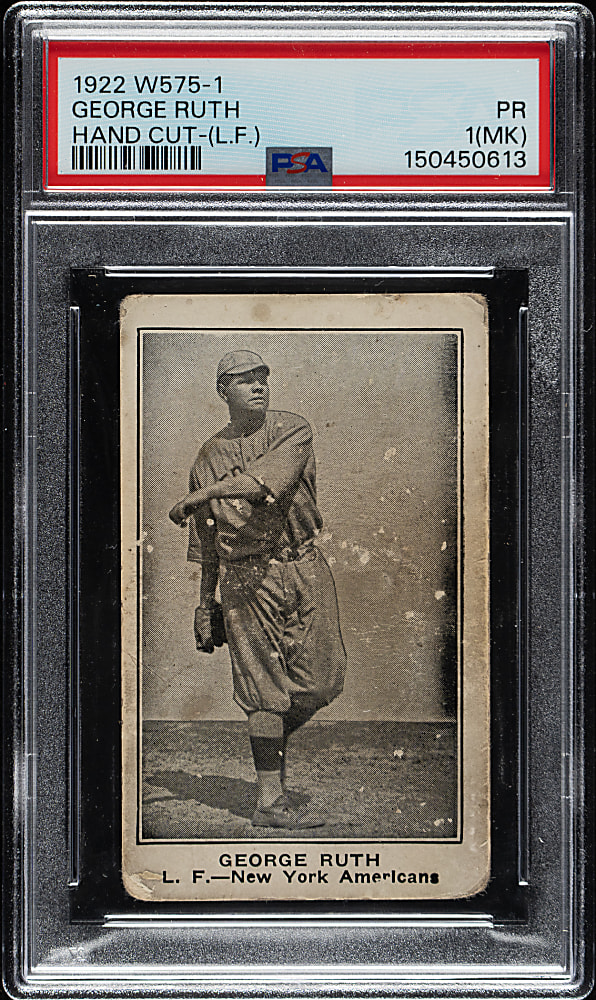 1922 W575-1 Babe Ruth PSA POOR 1 (MK) - Diamond Confectionery Company Stamped Reverse!