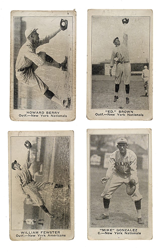 1922 W575-1 Collection (4): Berry, Brown, Fewster, and Gonzalez - All with Diamond Confectionery Company Stamped Reverses!