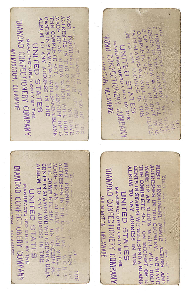 1922 W575-1 Collection (4): Berry, Brown, Fewster, and Gonzalez - All with Diamond Confectionery Company Stamped Reverses!