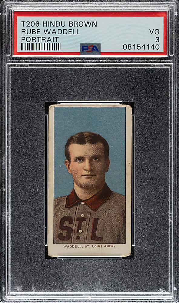 1909-1911 T206 White Border Rube Waddell Portrait PSA VG 3 - Brown Hindu Back